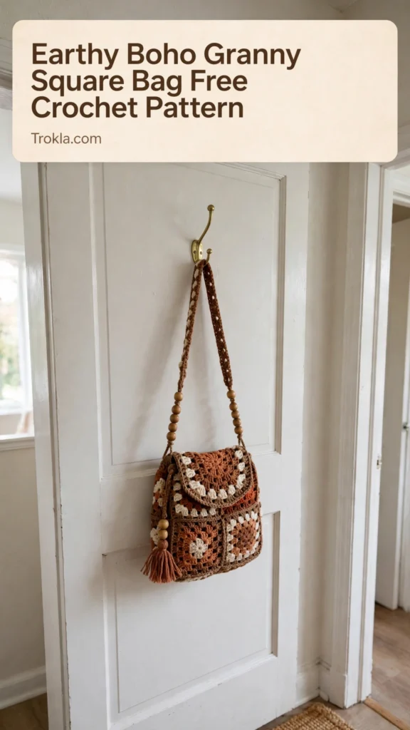 Earthy boho granny square bag