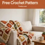 Earthy terracotta boho granny square blanket