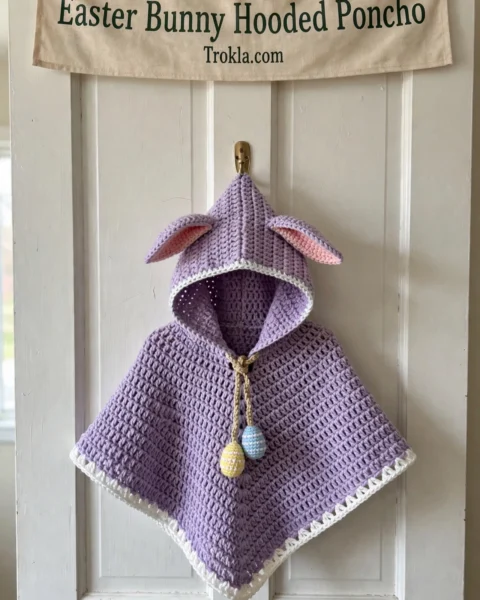 Easter Bunny Hooded Poncho Free Crochet Pattern