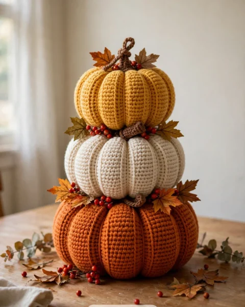 Fall Pumpkin Crochet Centerpiece Free Pattern