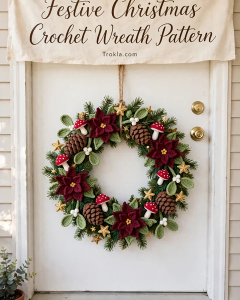Festive Christmas Crochet Wreath Pattern Free Crochet Pattern