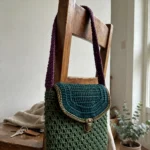 Forest jewel tone shell stitch crossbody bag