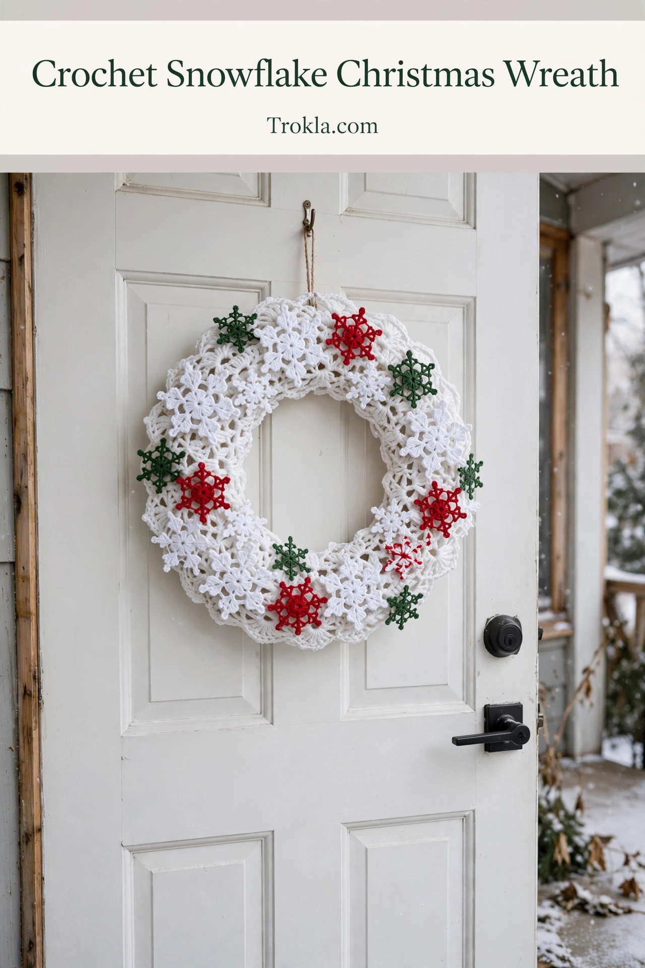 Snowflake Christmas wreath in white