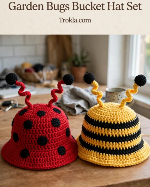 Garden Bugs Bucket Hat Set Free Crochet Pattern