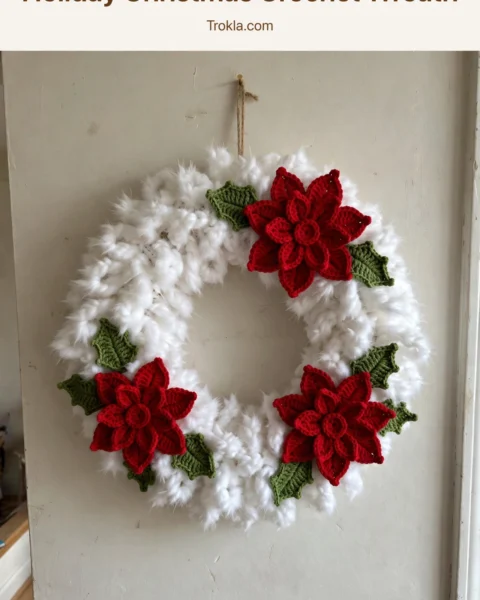 Holiday Christmas Crochet Wreath Free Crochet Pattern