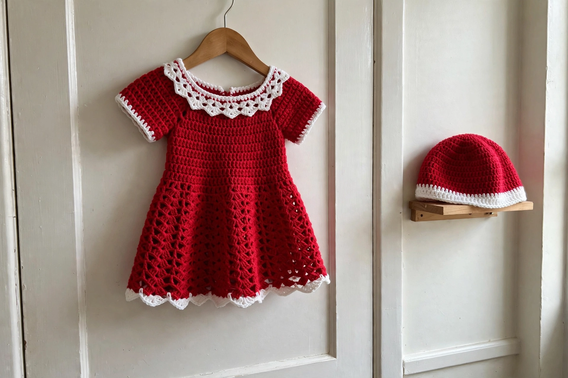 Holiday dress and hat styled flat lay