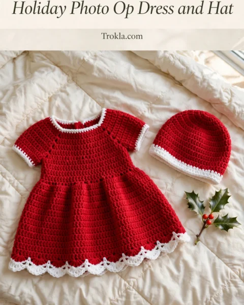 Holiday Photo Op Dress and Hat Free Crochet Pattern