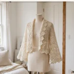 Ivory bridal mesh bell sleeve shrug