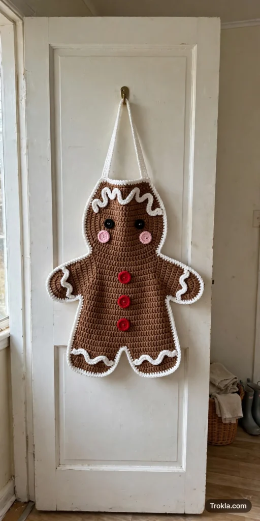 Kids crochet gingerbread Christmas apron