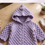 Lavender bobble stitch baby hoodie