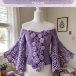 Lavender bell sleeve crochet top