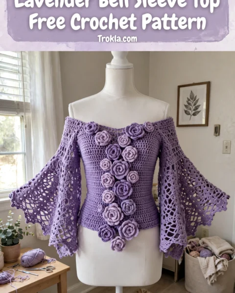 Lavender Bell Sleeve Top Free Crochet Pattern