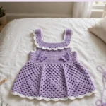 Lavender baby crochet dress with butterfly appliques