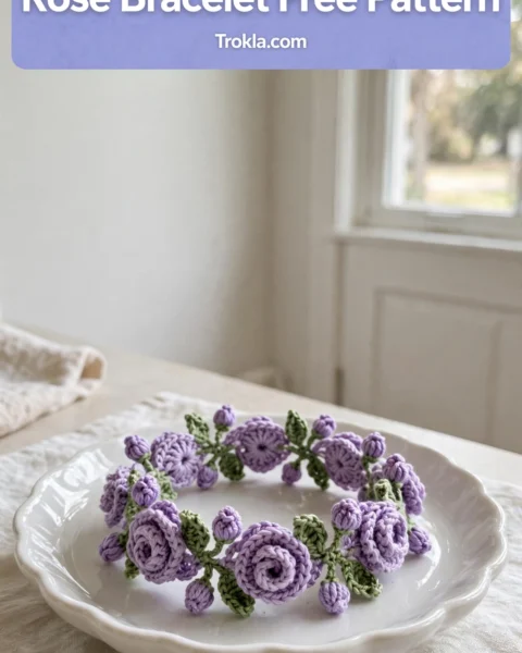 Lavender Fields Crochet Rose Bracelet Free Pattern