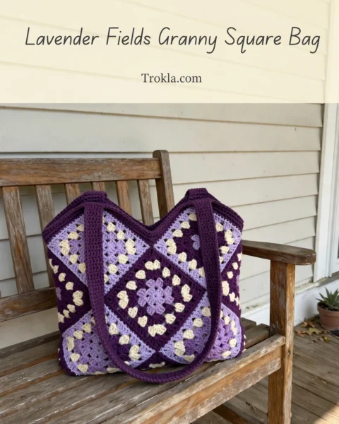 Lavender Fields Granny Square Bag Free Crochet Pattern
