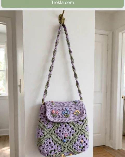Lavender Garden Granny Square Purse Free Crochet Pattern