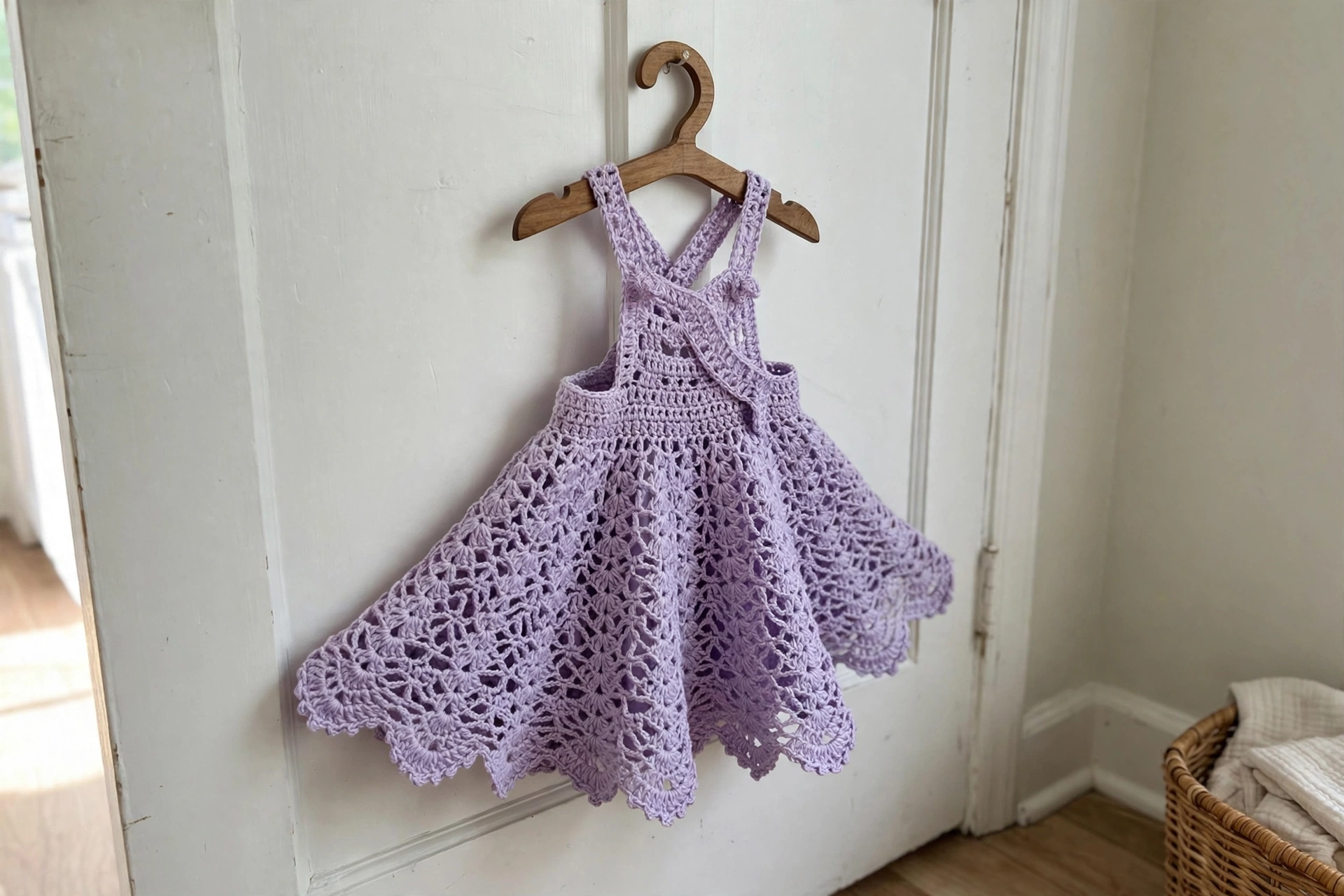 Lavender lace skirt in progress