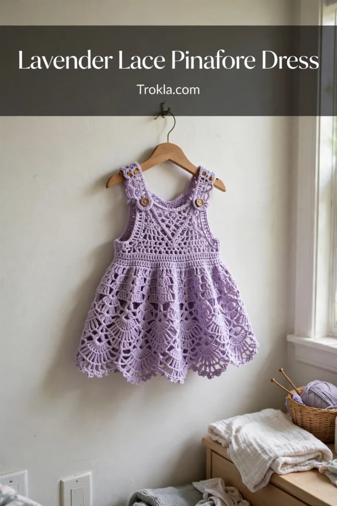 Lavender lace baby pinafore dress