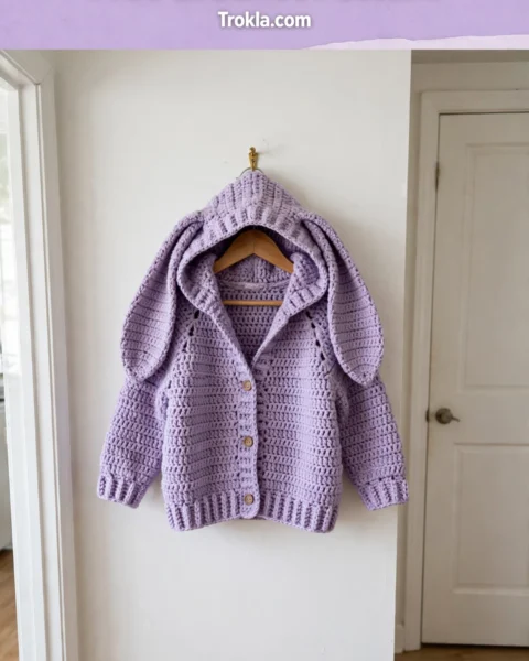 Lavender Bunny Ear Cardigan Free Crochet Pattern