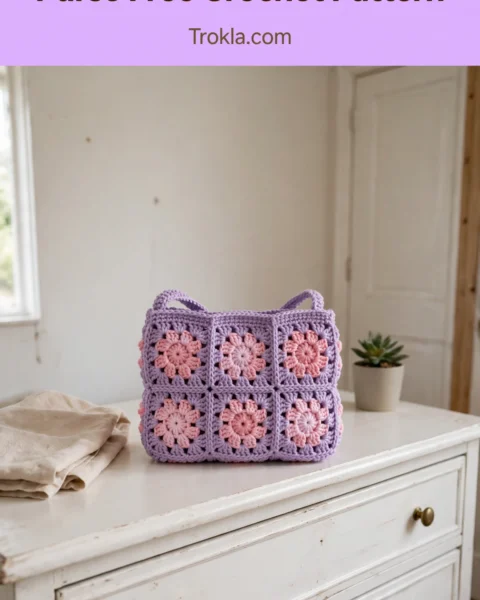 Lavender Rose Granny Square Purse Free Crochet Pattern