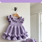 Lavender ruffle baby dress set