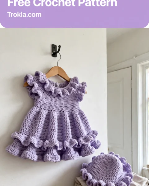 Lavender Ruffle Baby Dress Set Free Crochet Pattern