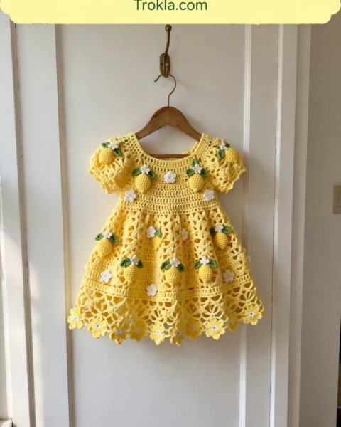 Lemon Blossom Baby Dress Free Crochet Pattern
