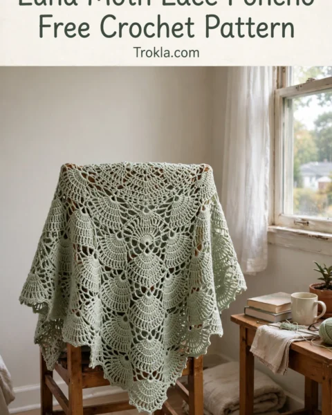 Luna Moth Lace Poncho Free Crochet Pattern