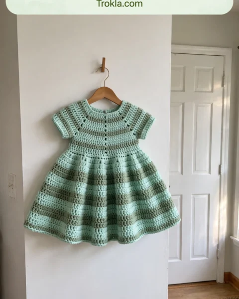 Mint and Sage Green Baby Dress Free Crochet Pattern