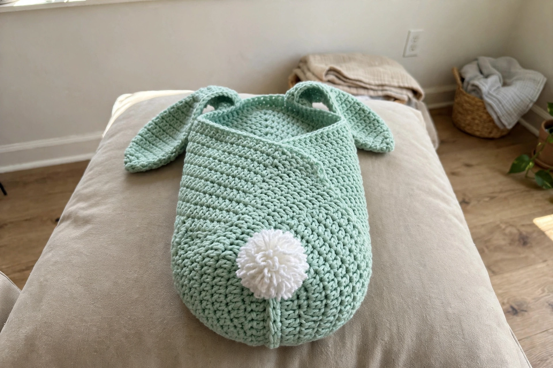 Mint bunny cocoon tail view