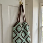 Mint chocolate granny square tote