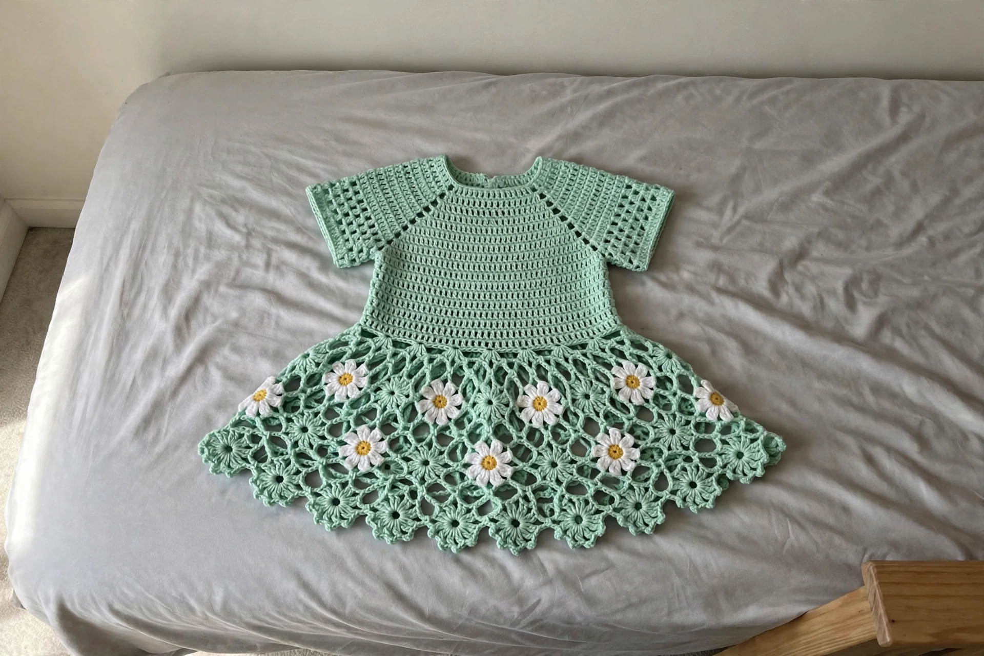 Mint daisy dress daisy closeup