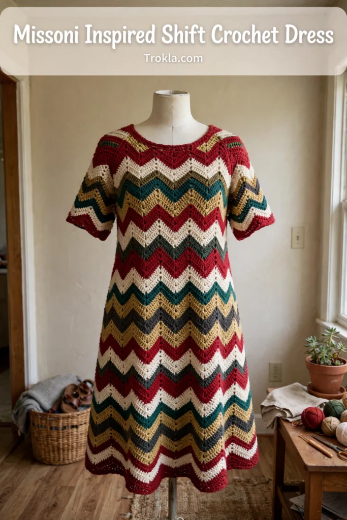 Missoni Inspired Shift Crochet Dress