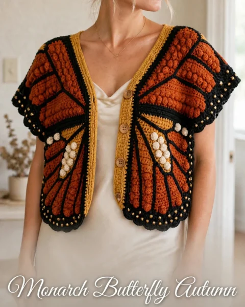 Monarch Butterfly Autumn Cardigan Free Crochet Pattern