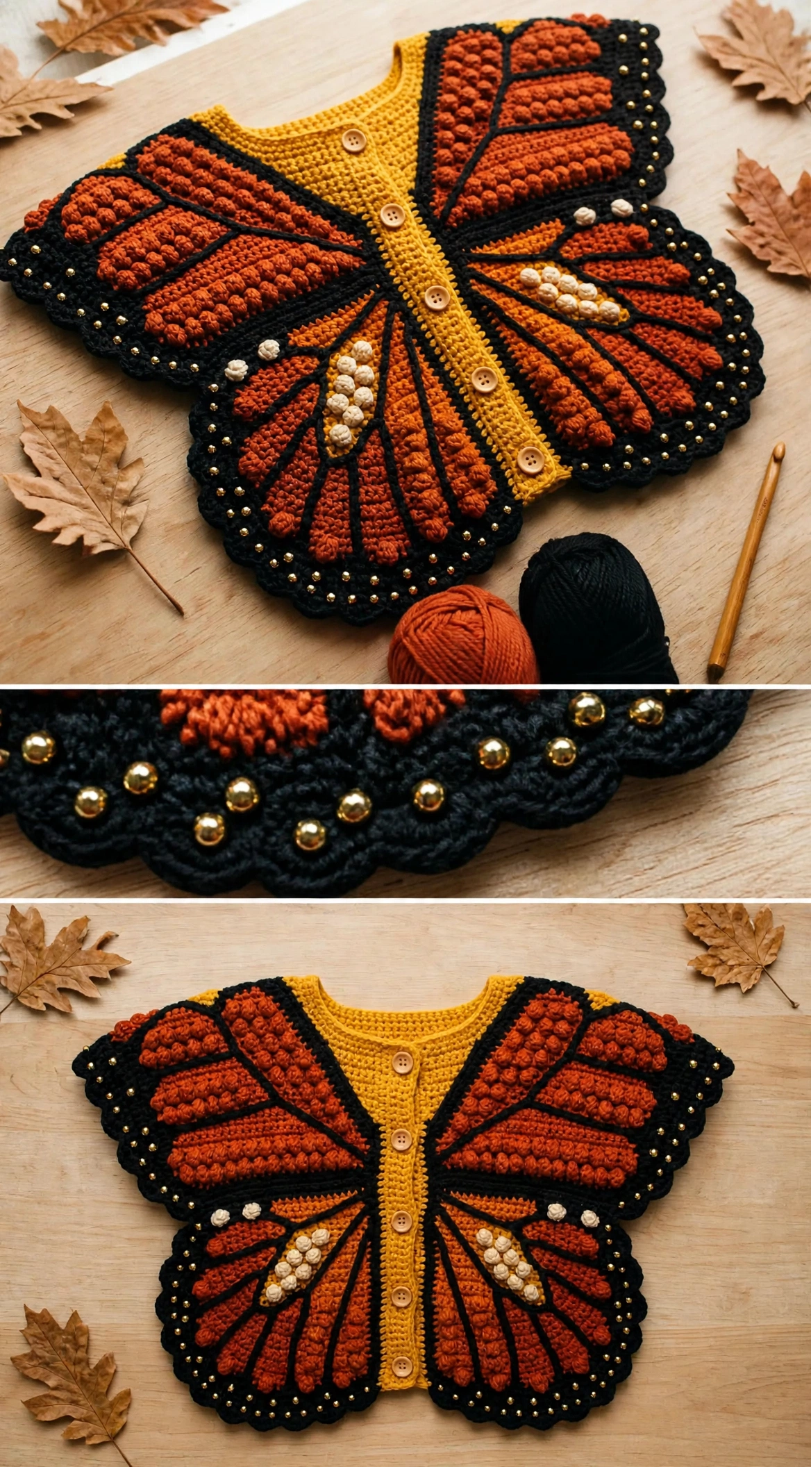 Monarch Butterfly Autumn Cardigan Free Crochet Pattern - photo 2