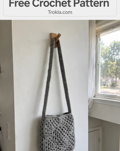 Monochrome Gray Granny Square Bag Free Crochet Pattern