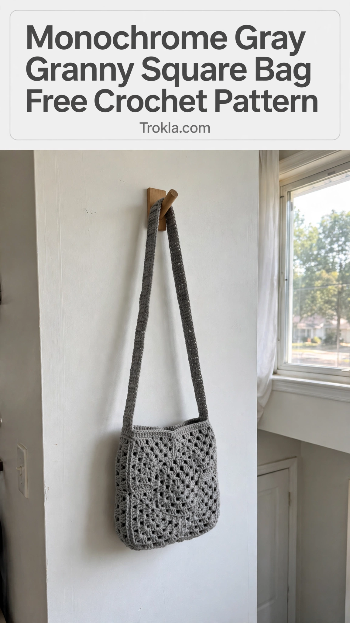 Monochrome gray granny square bag