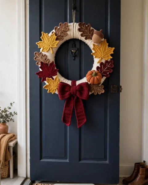 Mornings of Autumn Crochet Wreath Free Pattern