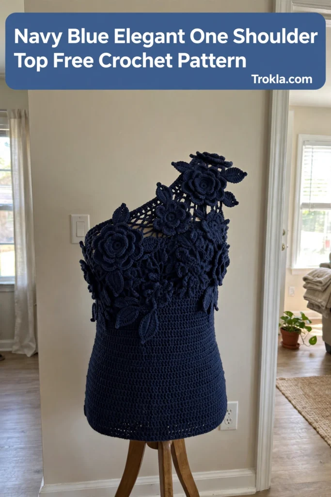 Navy blue elegant one shoulder top