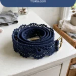 Navy blue nautical lace crochet belt