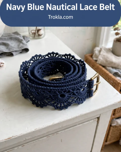 Navy Blue Nautical Lace Belt Free Crochet Pattern