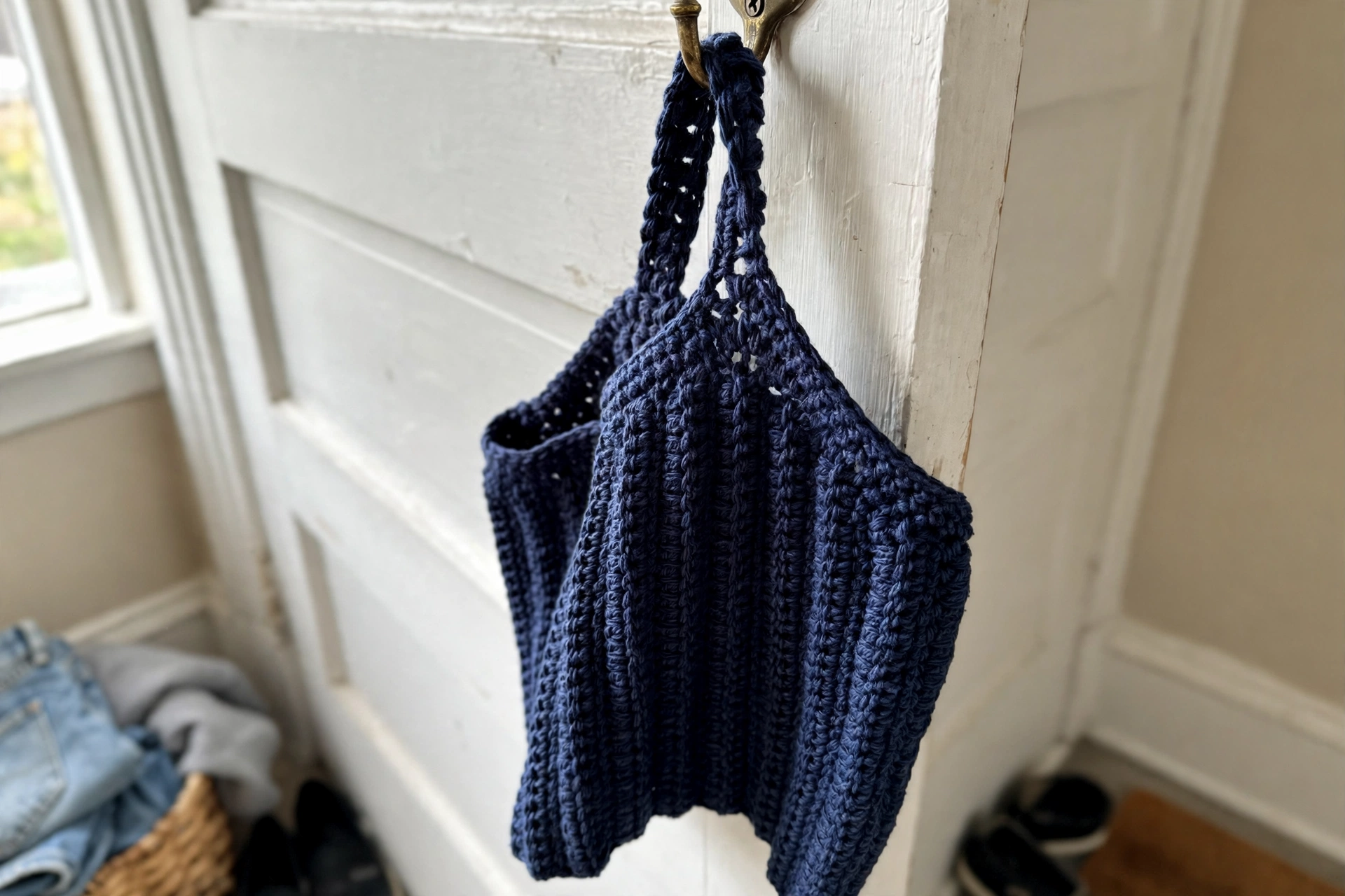 Ribbed bodice texture of the navy nautical top