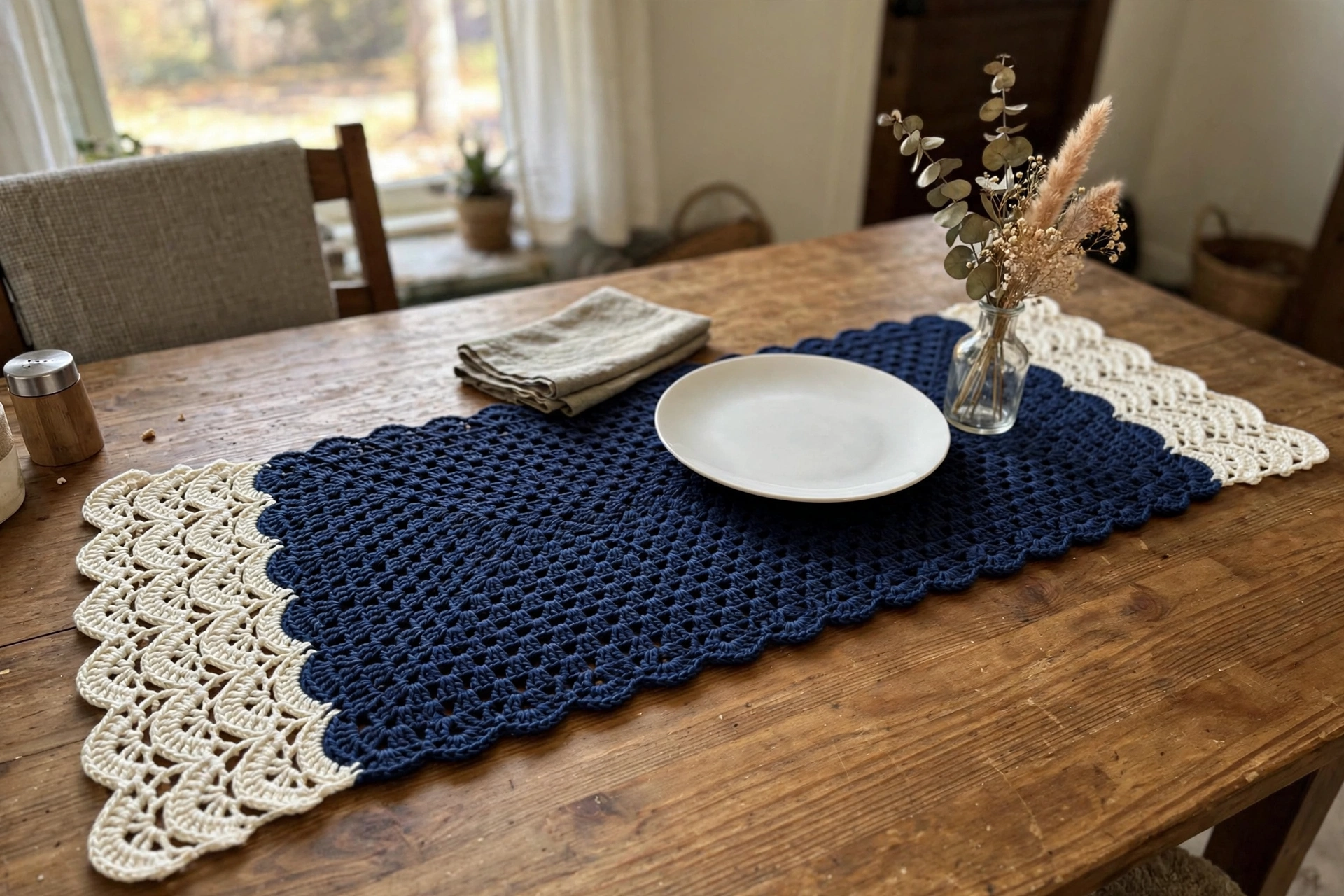 Table runner fringe end