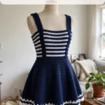 Nautical navy flared mini dress