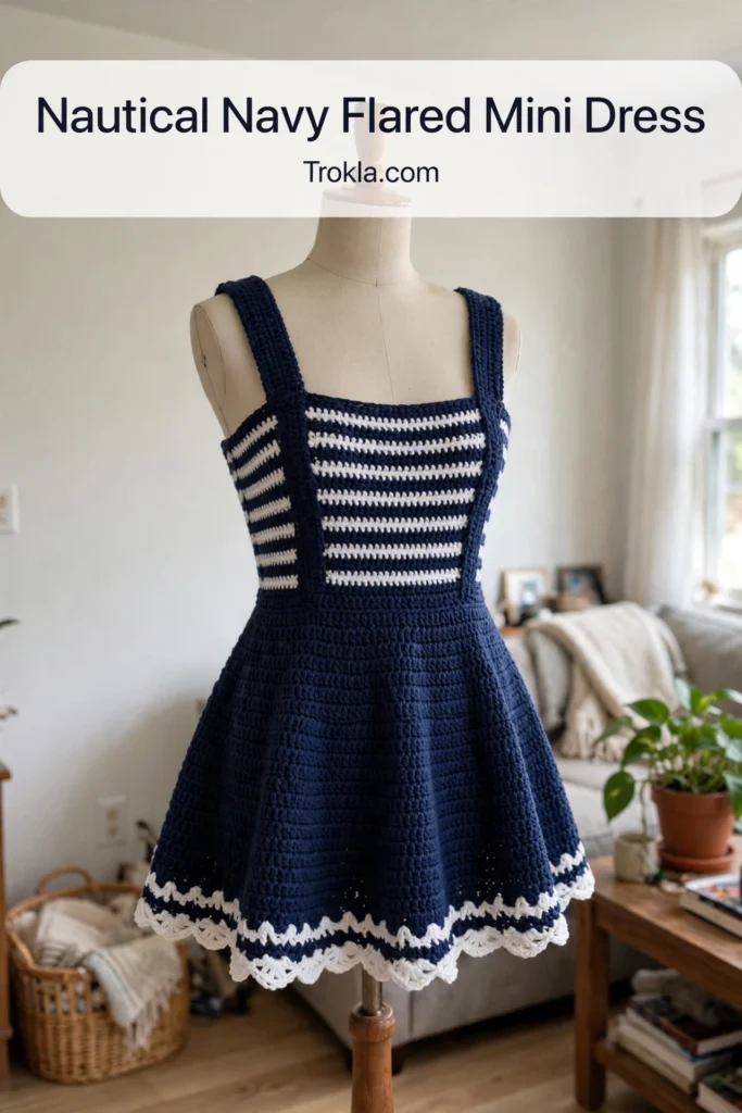 Nautical navy flared mini dress