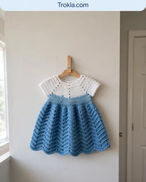 Ocean Blue Baby Dress Free Crochet Pattern