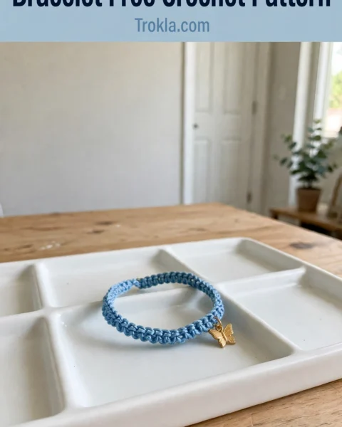 Ocean Blue Butterfly Boho Bracelet Free Crochet Pattern