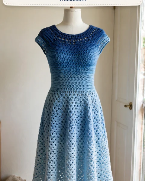 Ocean Blue Gradient Dress Free Crochet Pattern