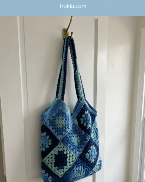 Ocean Blue Granny Square Tote Free Crochet Pattern
