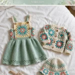 Ocean breeze granny square pinafore set